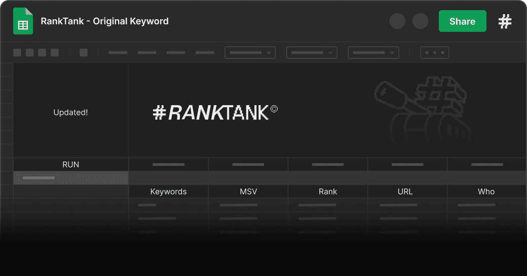 RT Original Google Sheet Tool